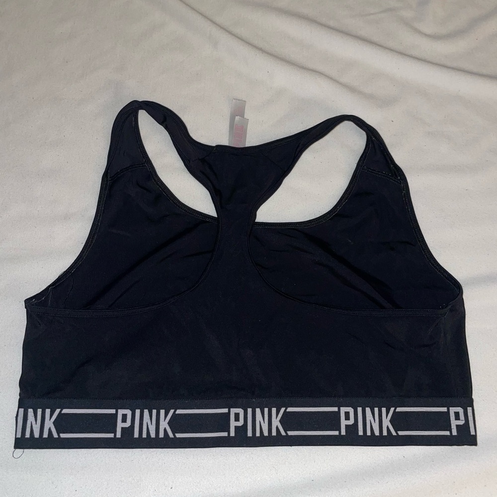 PINK Victoria's Secret Racerback Black Sports Bra with Logo Band